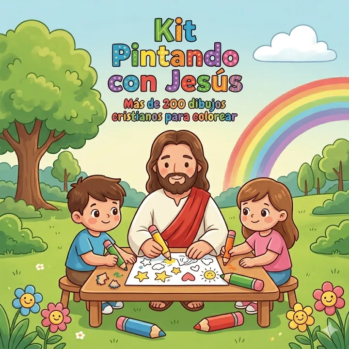 Kit Pintando con Jesús — biblia infantil con lápices de colores